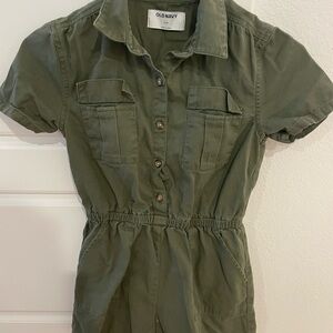 Old Navy Khaki Green Short Sleeve Romper